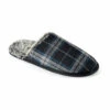 Mens Slip On Dark Grey And Blue Check Slippers 2 Mens Slip On Dark Grey And Blue Check Slippers -pajamas shop FT1345 2