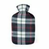Black Check Fleece Hot Water Bottle 1 Black Check Fleece Hot Water Bottle -pajamas shop HH0211A 2