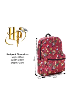 Harry Potter Chibi Character Style Print Backpack Burgundy -pajamas shop Harrypotterchibibackpack2