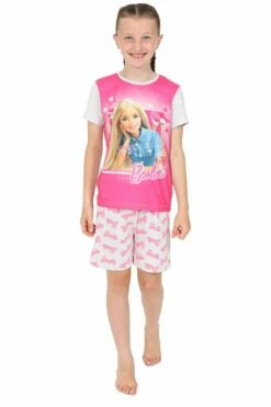 Girls Classic Barbie Girl Short Pink Pyjamas