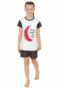 Girls 'I Love You To The Moon Back' Short Pyjamas
