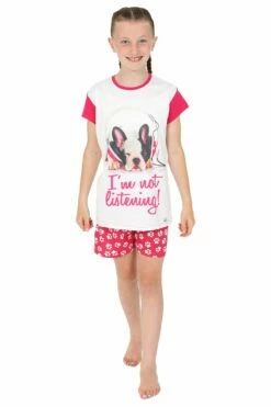 Girls I'm Not Listening French Bull Dog Short Pyjamas