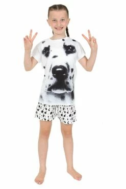Dalmatian 3D Spotty Dog Girls Shorts Pyjamas Paw Print