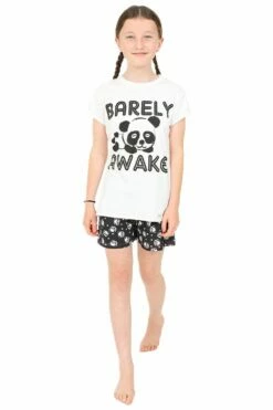 Girls Barely Awake Panda Short Pyjamas