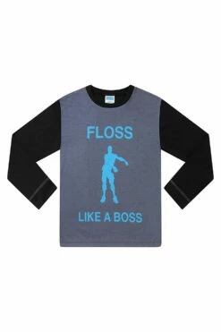 Floss Like A BossEmote Dance Gaming Long Pyjamas Blue -pajamas shop IMG 1270