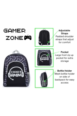 I'd Rather Be Gaming School Bag, Kids Boys Gamer Backpack -pajamas shop I dratherbegamingbackpack1