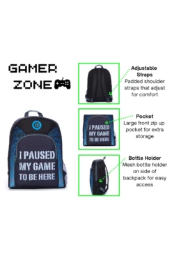 I Paused My Game To Be Here School Bag, Kids Boys Gamer Backpack -pajamas shop Ipausedmygamebackpack1