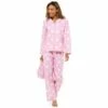 Women's Pink Heart Print Buttoned Long Pyjama Set With PJ Bag -pajamas shop LN1421 1