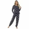 Women's Star Print Fleece Twosie With Ruffle Hem Top In Navy 2 Women's Star Print Fleece Twosie With Ruffle Hem Top In Navy -pajamas shop LN1444