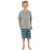 Boys Cotton Striped Blue And Grey Short Pyjamas -pajamas shop LN162