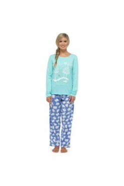 Women's Winter Polar Bear Blue Long Sleeve Pyjama Set