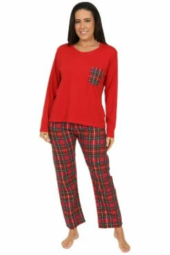 Matching Family Red Check Pocket Women's, Men's And Kids Pyjama Set -pajamas shop PJF Joanna231114 17