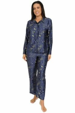 Women's Harry Potter Hedwig Long Navy Satin Pyjama Set