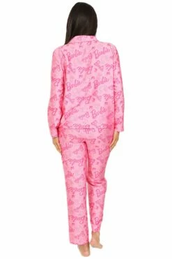 Women's Barbie Long Pink Satin Silk Pyjama Set -pajamas shop PJF Joanna231114 50