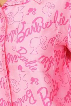 Women's Barbie Long Pink Satin Silk Pyjama Set -pajamas shop PJF Joanna231114 51