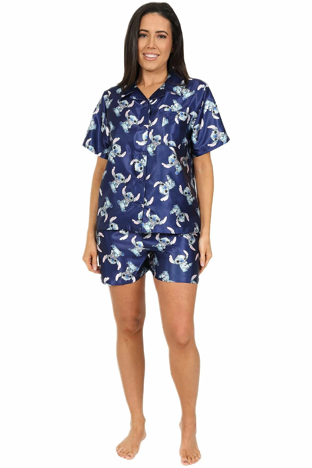 Women's Disney Lilo And Stitch Short Satin Silk Pyjama Set 3 Women's Disney Lilo And Stitch Short Satin Silk Pyjama Set