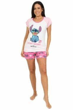 Ladies Disney Lilo And Stitch Stay Weird Short Pyjamas