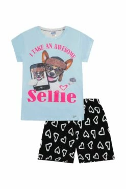 Girls Dog Selfie Short Pyjamas