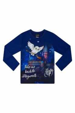 Girls Harry Potter Pyjamas Hedwig Take Me Back To Hogwarts Long Pyjamas Blue -pajamas shop PJF200923 81