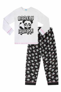 Girls Panda 'Barely Awake' Long Sleeved Pyjamas -pajamas shop PJF201006 29