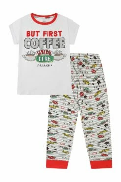 Women's Central Perk Cafe Friends 'But First Coffee' Long Pyjamas
