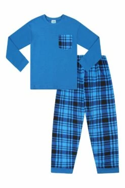 Boys Blue Check Cotton Long Pyjamas -pajamas shop PJF201215 20