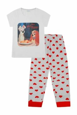 Women's Disney Lady And The Tramp Heart Long Pyjamas -pajamas shop PJF211011 34