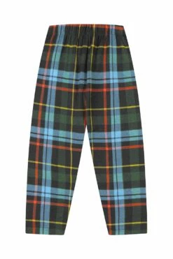 Men's And Boys Matching Brushed Cotton Green And Blue Checked Long Pyjamas -pajamas shop PJF220119 8