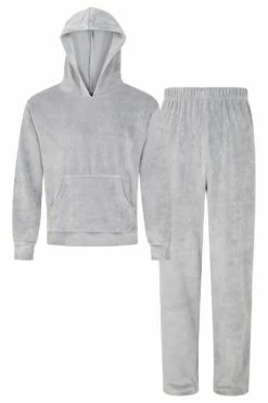 Girls Grey Velour Hooded Lounge Set Tracksuit -pajamas shop PJF220209 22