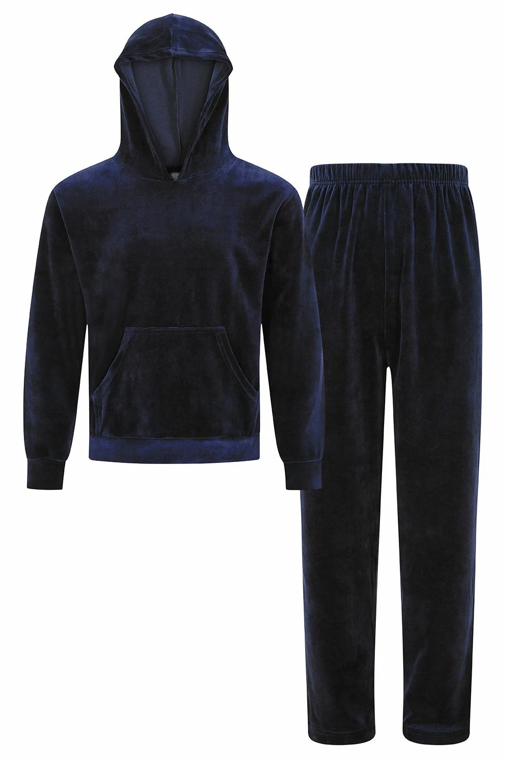 Girls Navy Velour Hooded Lounge Set Tracksuit 5 Girls Navy Velour Hooded Lounge Set Tracksuit - Image 3