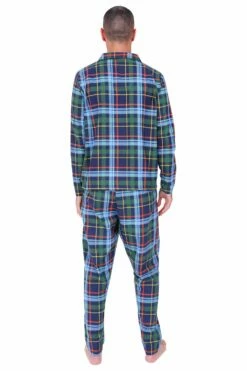 Men's And Boys Matching Brushed Cotton Green And Blue Checked Long Pyjamas -pajamas shop PJF221123 2 b965fc19 38cd 44ce a508 ba48eb587e6a