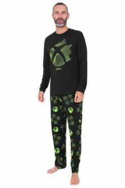 Xbox Official Mens Black Gaming Long Pyjamas