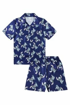 Women's Disney Lilo And Stitch Short Satin Silk Pyjama Set 11 Women's Disney Lilo And Stitch Short Satin Silk Pyjama Set -pajamas shop PJF230605 6