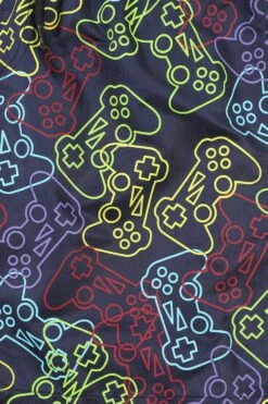 Boys Blue Gaming Controller Swimming Trunks, Swim Shorts With AOP Controller Design Blue -pajamas shop PJF230613 27