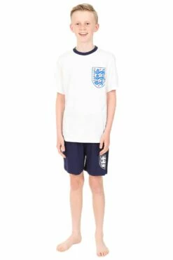 Official The FA England Football World Cup Boys Girls Short Pyjamas Cotton