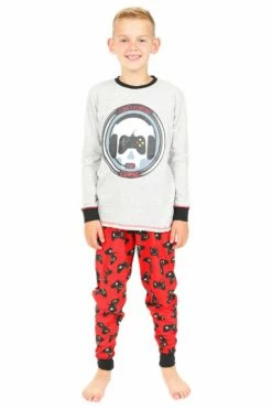 Boys I Can't Hear You I'm Gaming Skull Red Grey Long Pyjamas