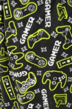 Boys Black Gamer Fleece Dressing Gown -pajamas shop PJF230709 174