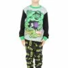 Boys Official Marvel Hulk Krunch Green Grey Long Pyjamas -pajamas shop PJF230710 237