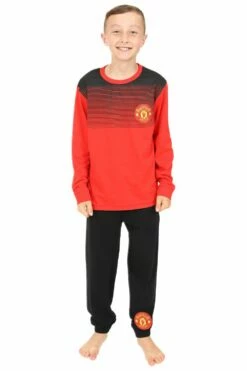 Manchester United FC Boys Red Black Long Pyjamas