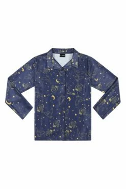 Women's Harry Potter Hedwig Long Navy Satin Pyjama Set -pajamas shop PJF231011 2