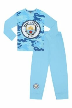 Boys Manchester City Blue Camouflage Long Pyjamas -pajamas shop PJF231012 26