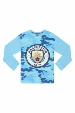 Boys Manchester City Blue Camouflage Long Pyjamas -pajamas shop PJF231012 27