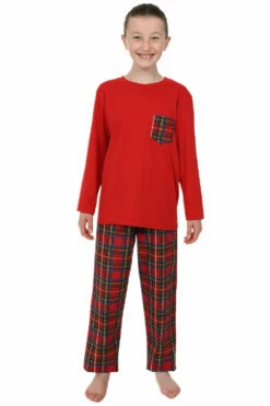 Matching Family Red Check Pocket Women's, Men's And Kids Pyjama Set -pajamas shop PJF231122 24