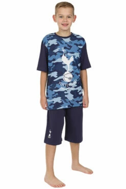 Boys Tottenham FC Spurs Blue Camouflage Short Pyjamas
