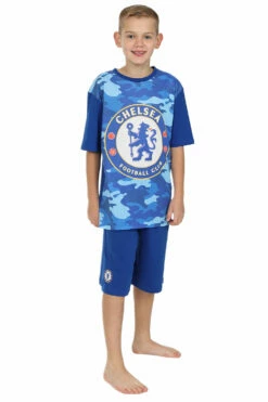 Boys Chelsea F.C Blue Camouflage Short Pyjamas