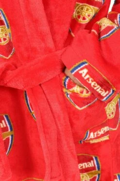 Arsenal F.C. Boys Official Dressing Gown Fleece Hooded Kids Robe W23 -pajamas shop PJFModels230822 79