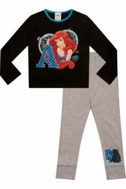 Girls Disney The Little Mermaid Ariel Long Black Pyjamas