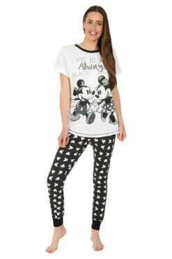 Women's Minnie And Mickey Mouse Long Pyjamas