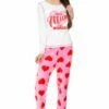 Women's 'Best Mum In The World' Fleece Heart Long Pyjamas -pajamas shop PJF MOD220516 37