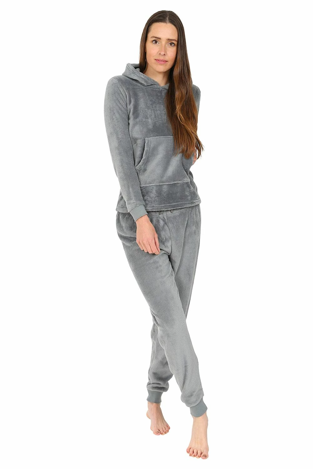 Girls Grey Fleece Hooded Lounge Pyjama Set 3 Girls Grey Fleece Hooded Lounge Pyjama Set